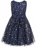 Navy Blue Star Tulle Sparkly Flower Girl Dress